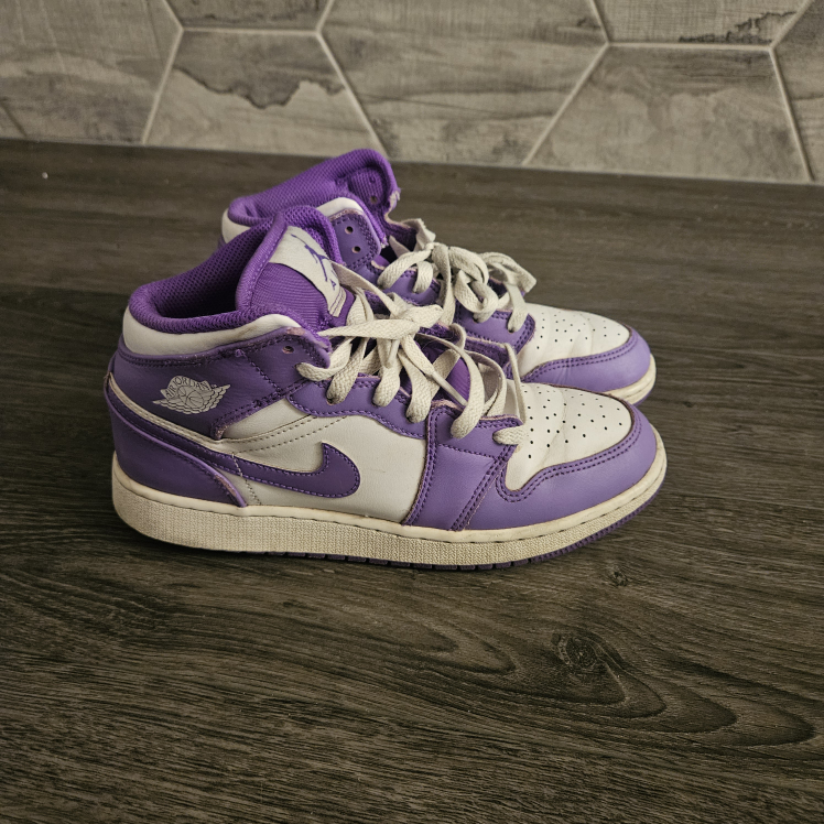 Nike Air Jordan 1 Mid Purple White Kids Shoes