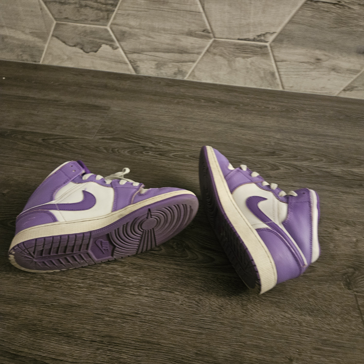 Nike Air Jordan 1 Mid Purple White Kids Shoes - photo 3