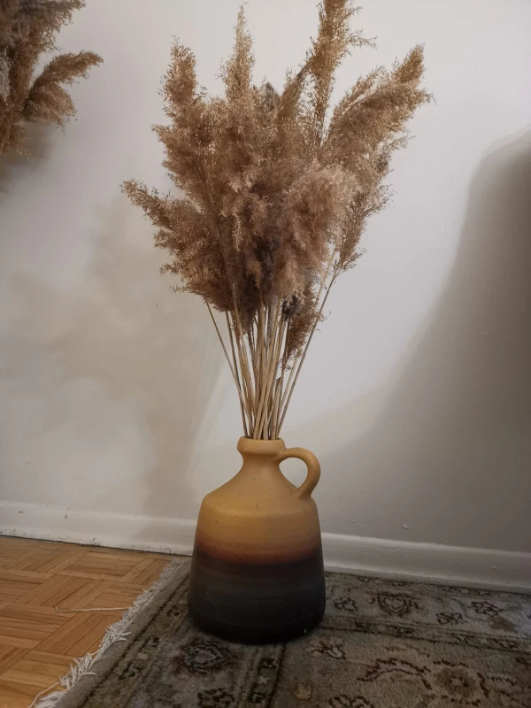 Decorative Dried Pampas Grass in Ceramic Vase - photo 3