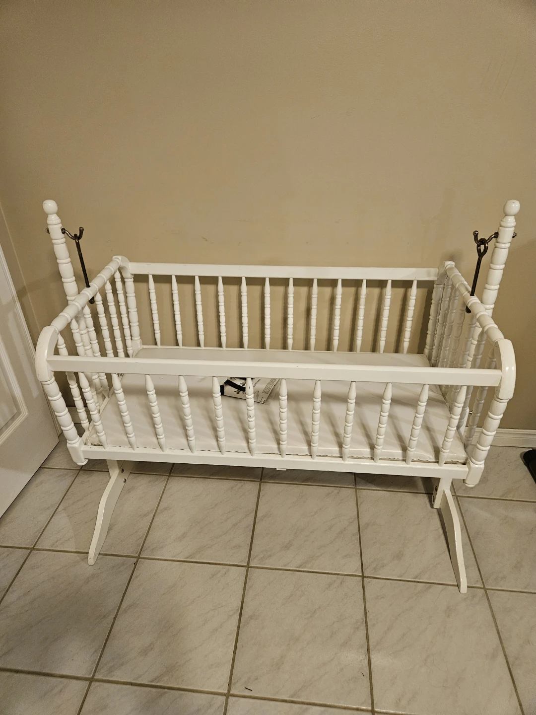 White Wooden Baby Cradle