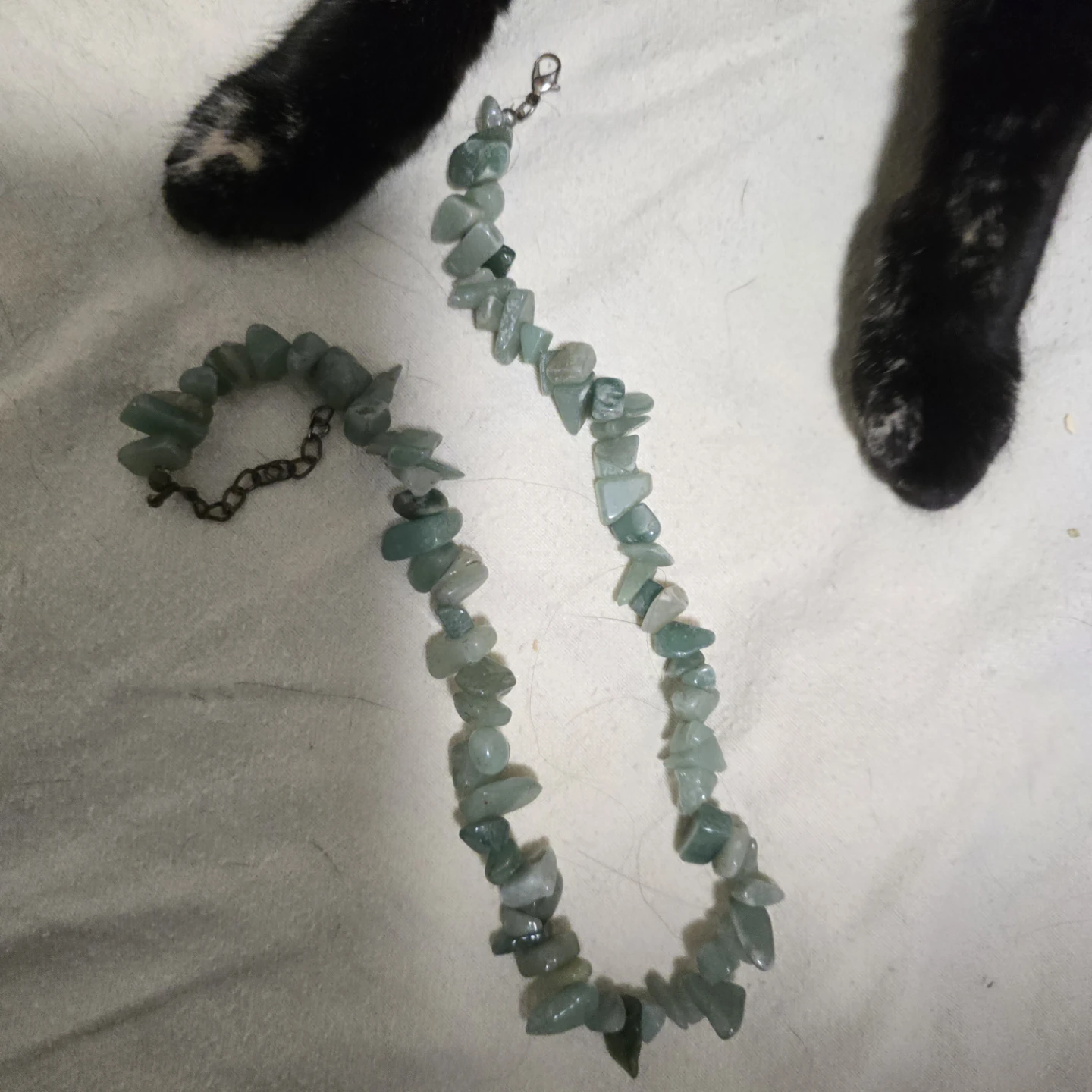 Green Stone Chip Beaded Necklace
