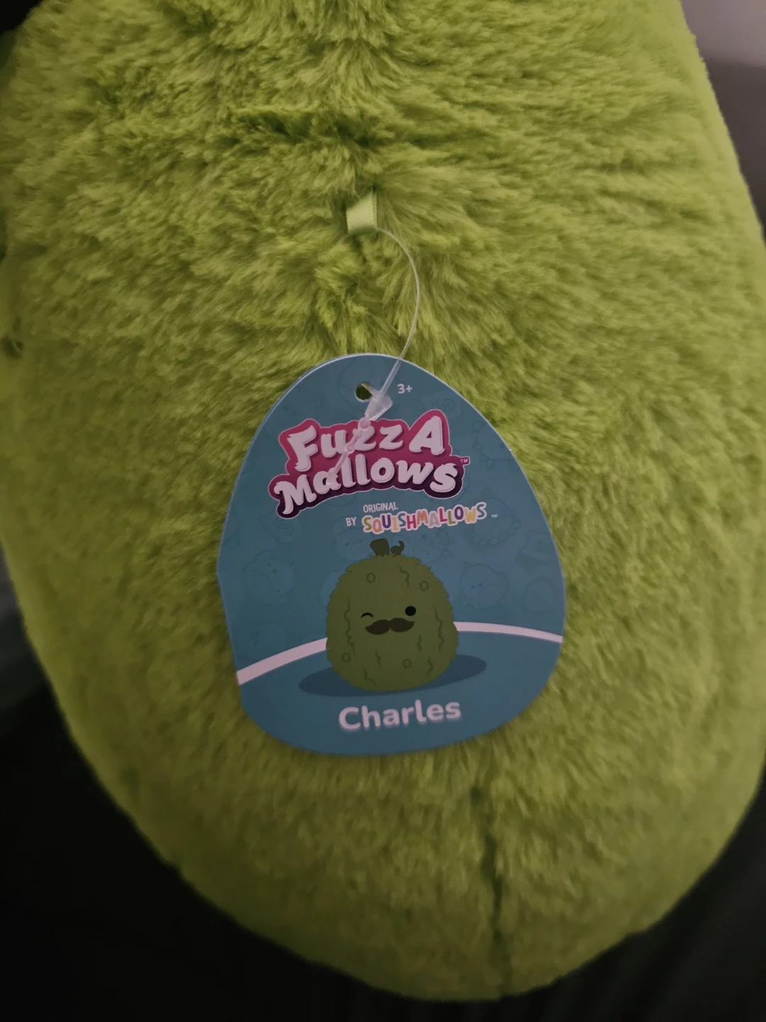 FuzzAMallows 16" Charles The Green Pickle w/ Mustache Plush 🌱 - photo 3