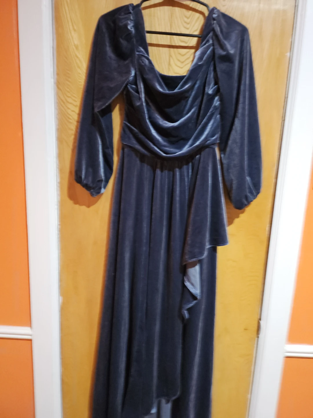 Navy Blue Ruffled Off-the-Shoulder Maxi Dress - photo 4