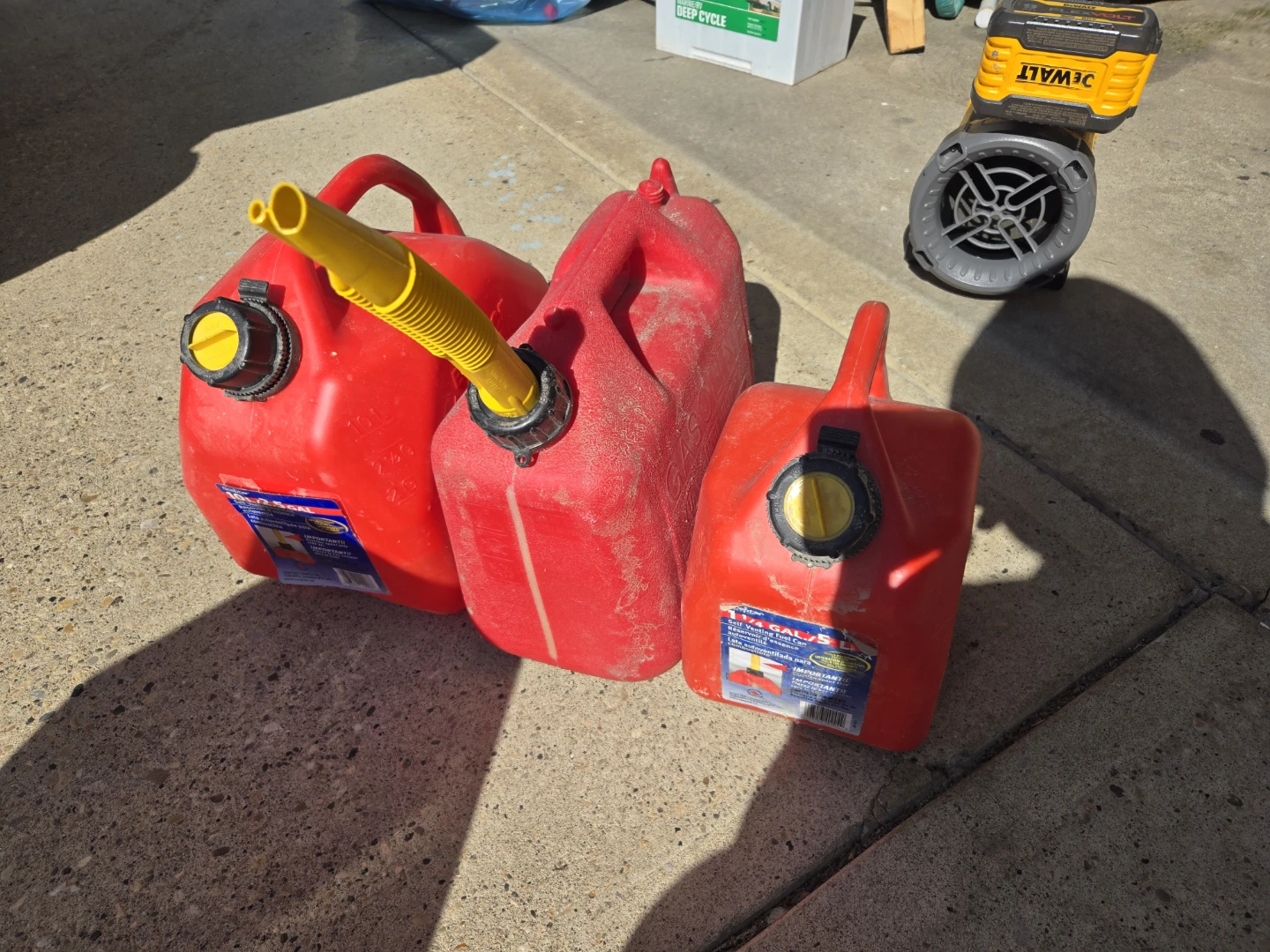 3 Gas  Cans with Spouts
