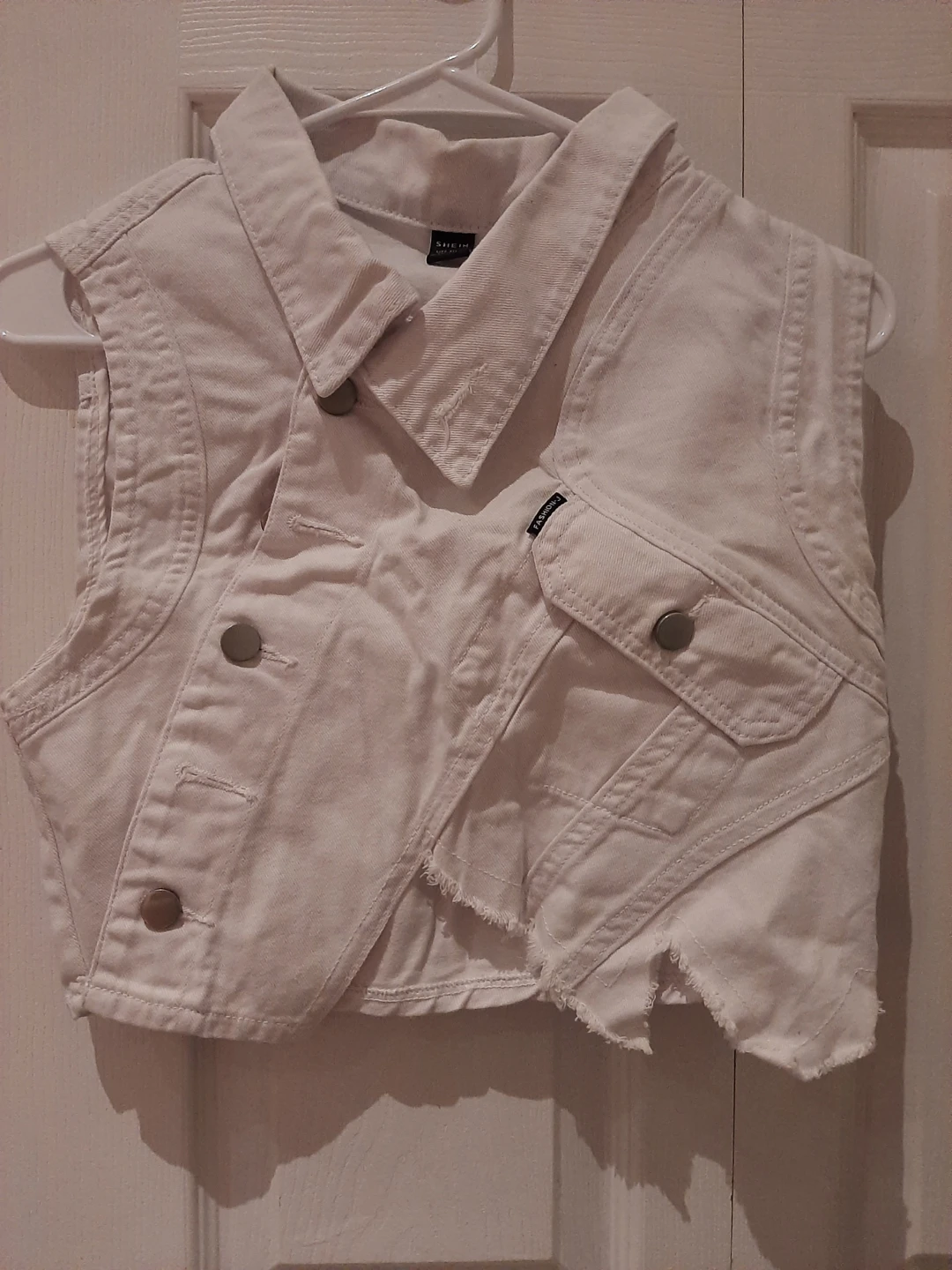 White Denim Crop Vest