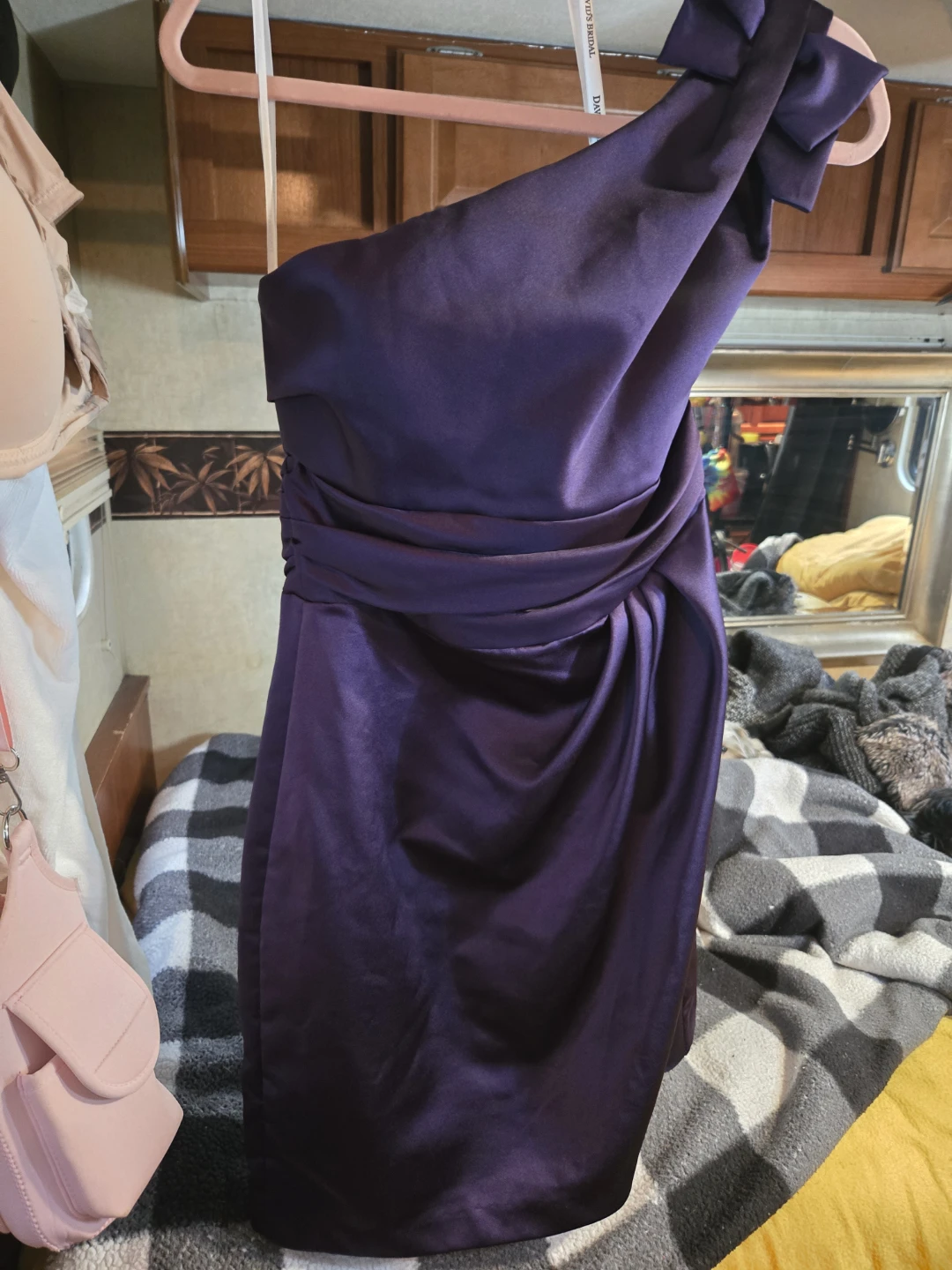 David's Bridal One-Shoulder Ruched Dress - Purple