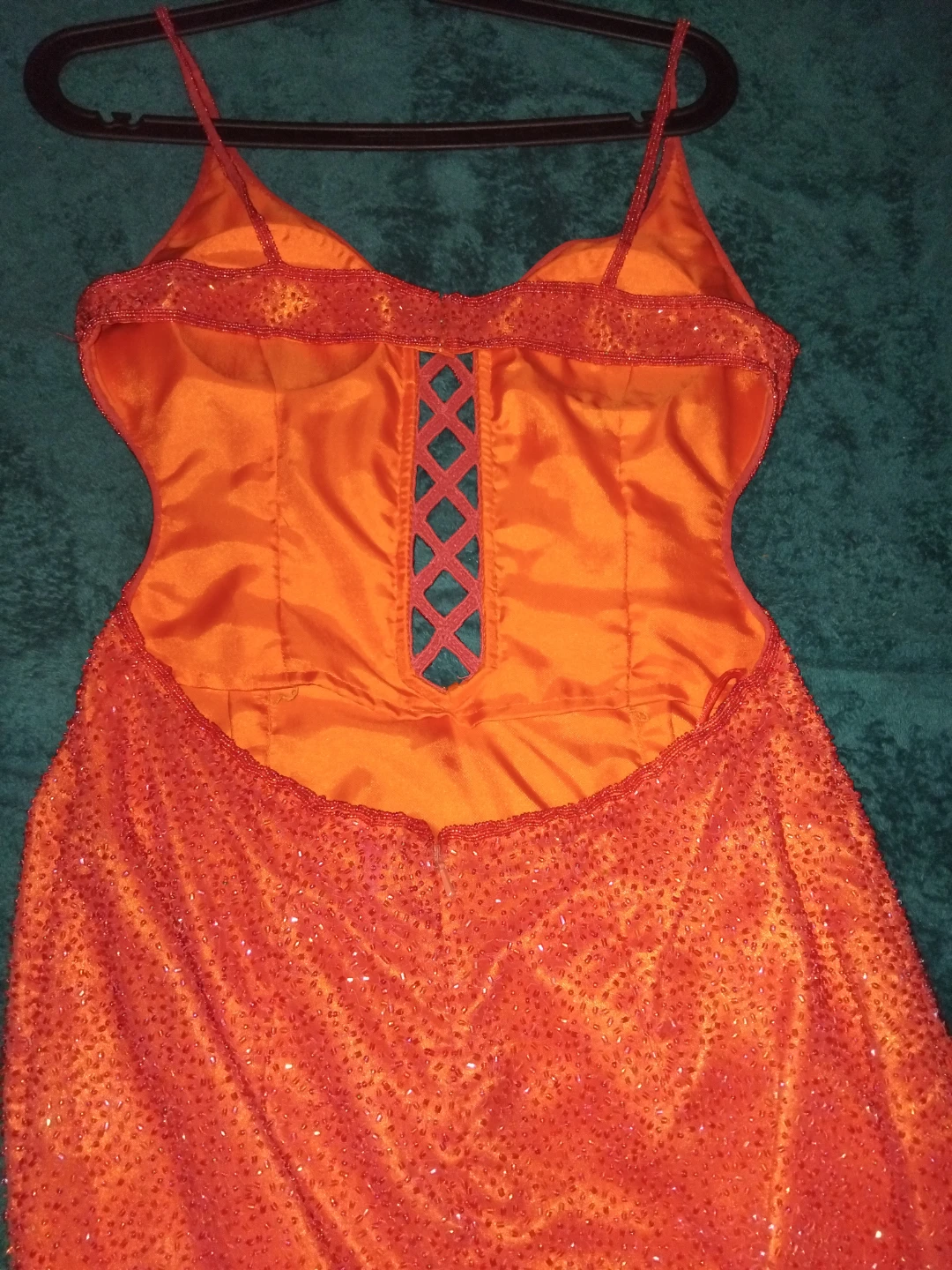 Orange Sequin Spaghetti Strap Maxi Dress - photo 3