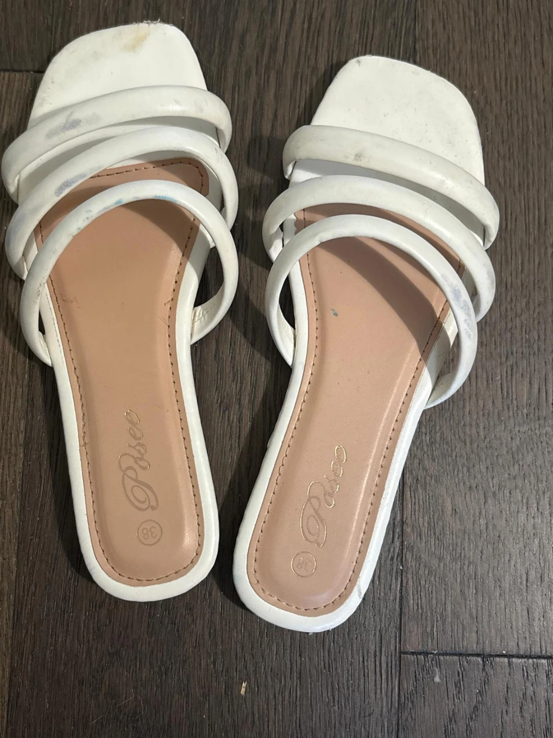 White Pisce Flat Sandals Size 38