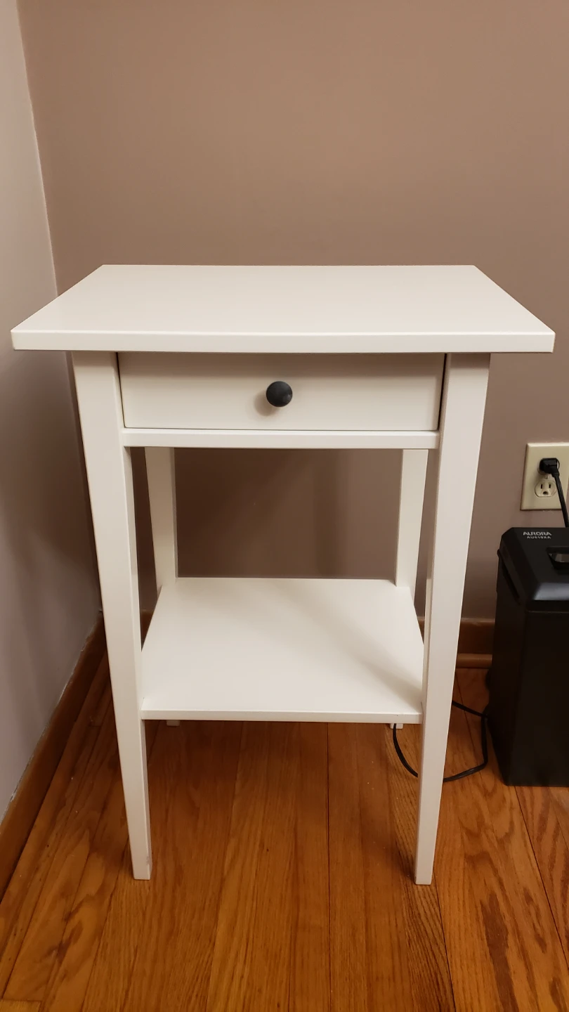 White Nightstand with Drawer and Shelf