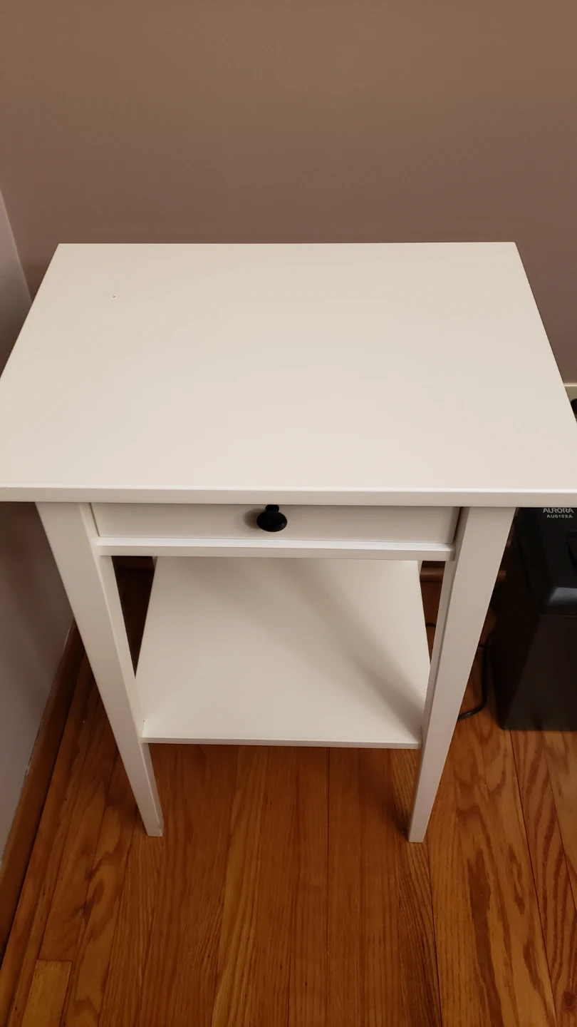 White Nightstand with Drawer and Shelf - photo 2