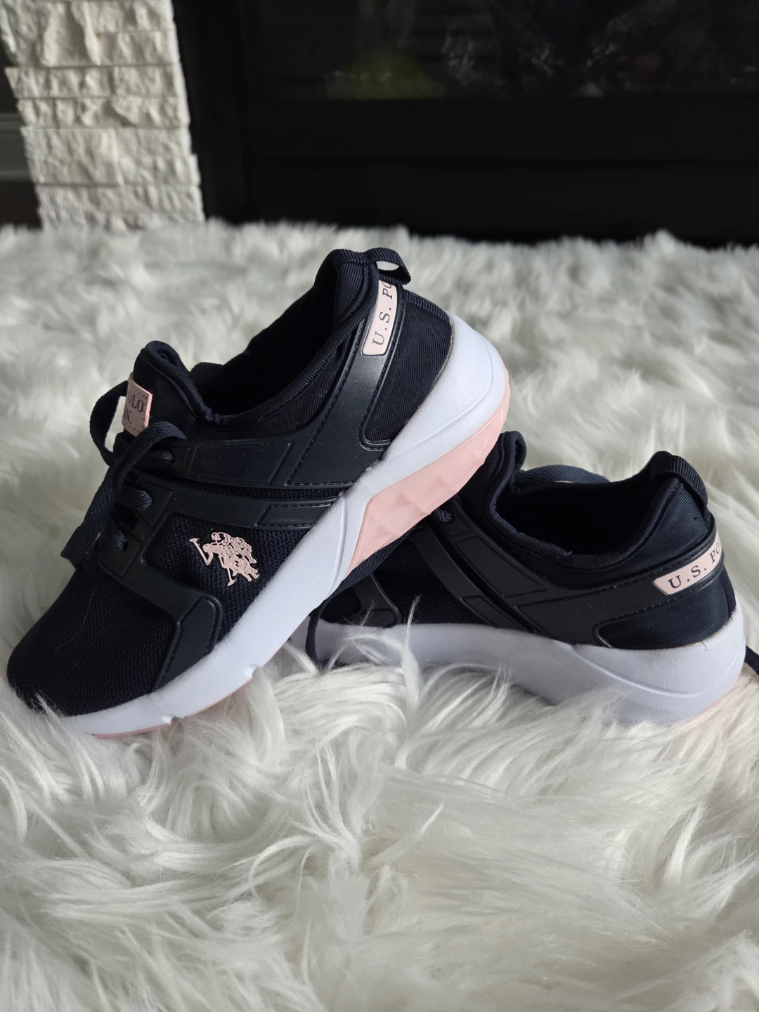 U.S. Polo Assn. Women's Navy Blue & Pink Sneakers