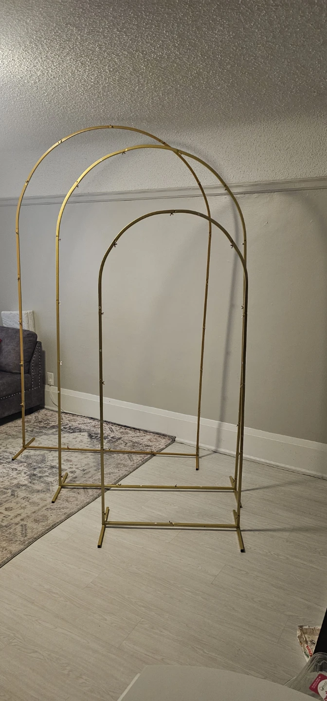 For rent set or each  of 3 Gold Arch Backdrops for Events