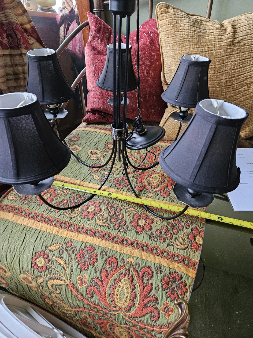 Black 5-Light Chandelier with Shades - photo 2