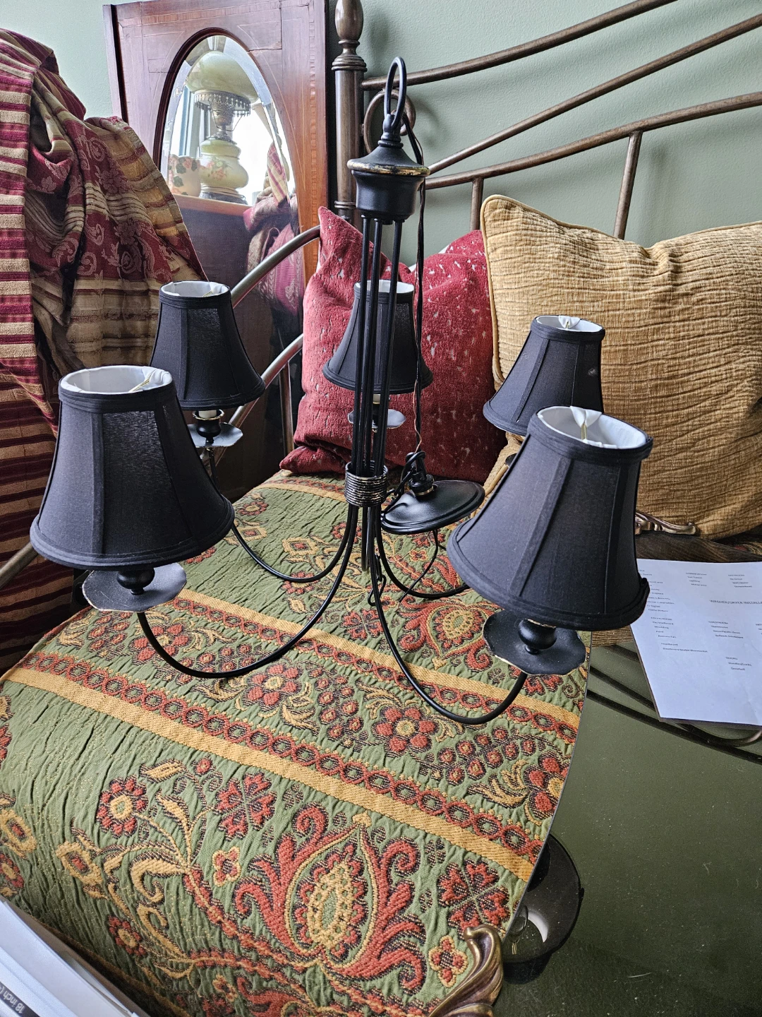 Black 5-Light Chandelier with Shades - photo 3