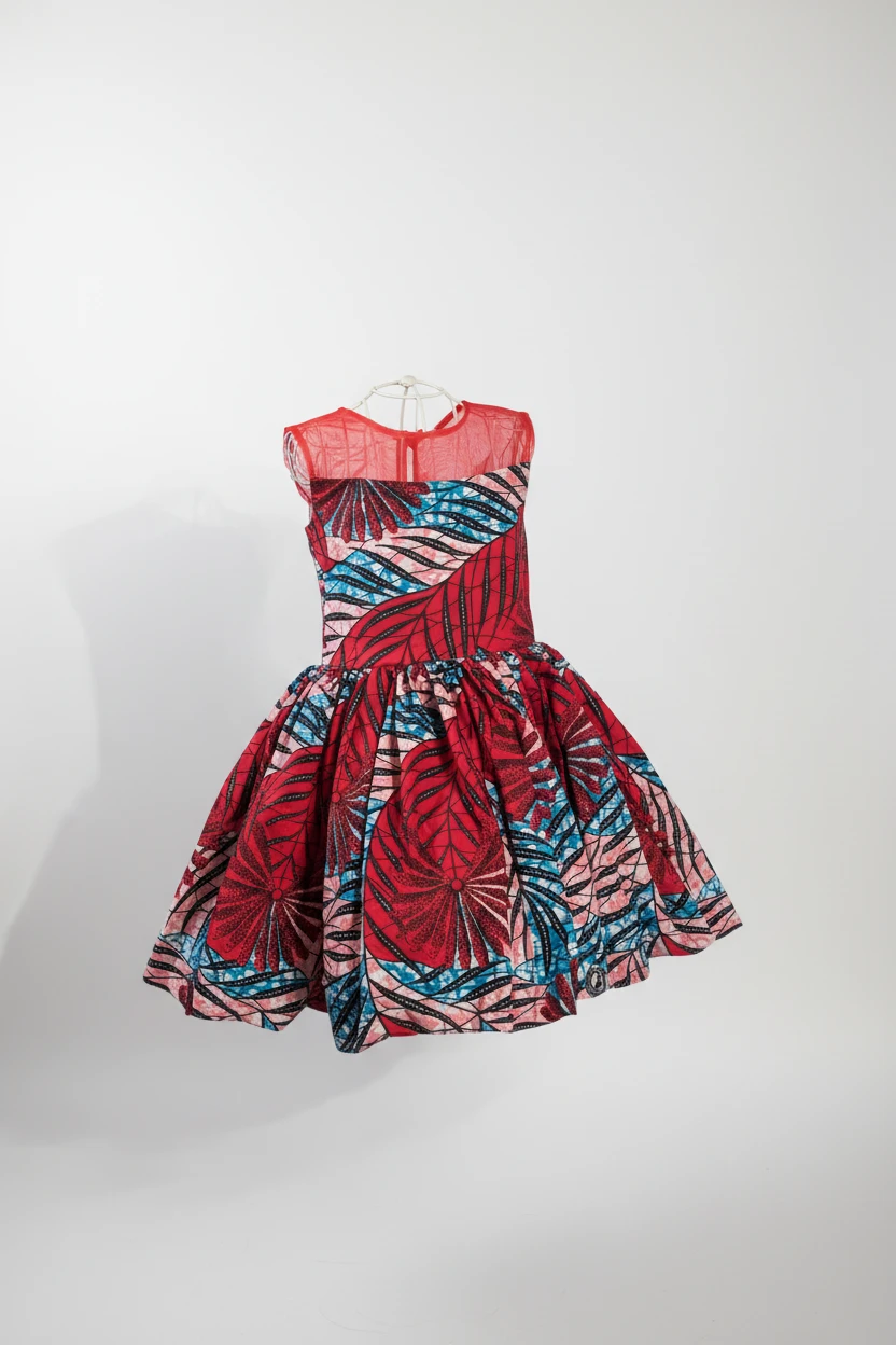 Girl's African Print Dress with Lace Accents - photo 2