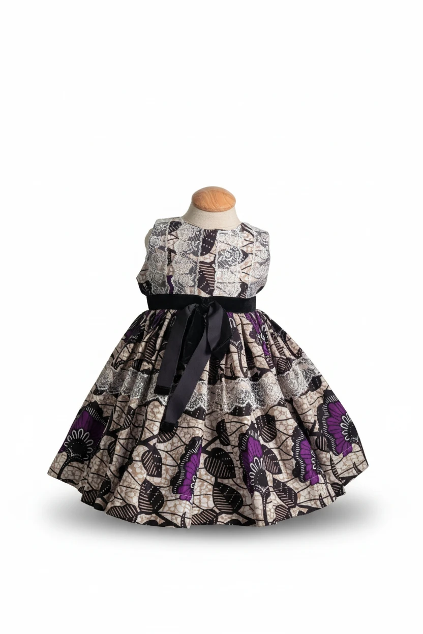 Girl's African Print Dress with Lace Accents - photo 3