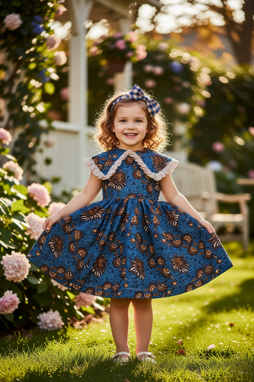 Girl's African Print Dress with Lace Accents - photo 4