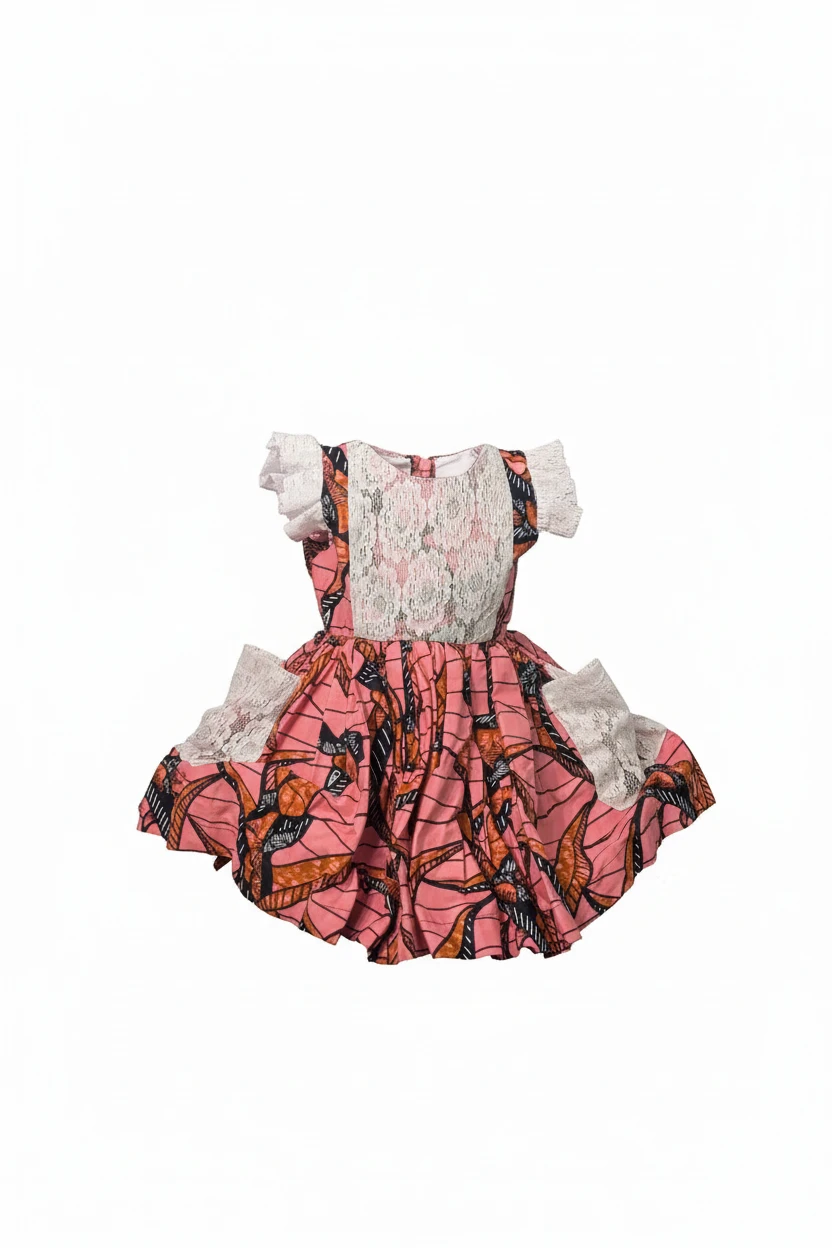 Girl's African Print Dress with Lace Accents - photo 5