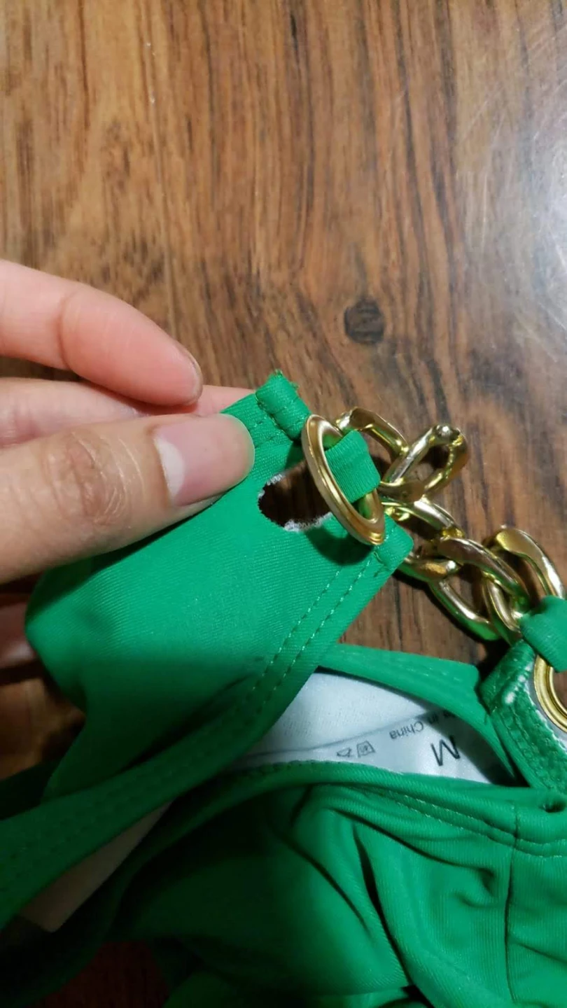 Green Strapless Bikini with Gold Chain and Anchor Charm medium - photo 3
