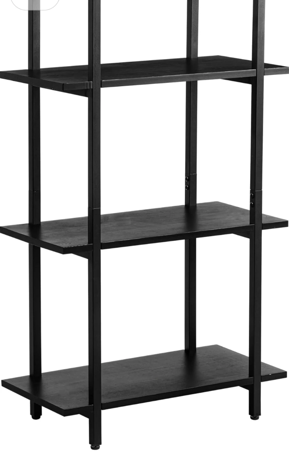 Black 3-Shelf Bookshelf with Metal Frame