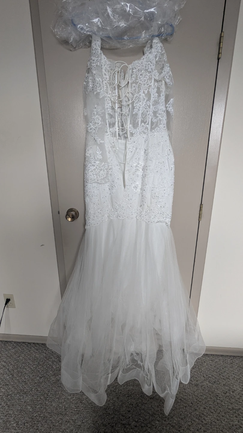 White Lace Wedding Dress with Corset Back