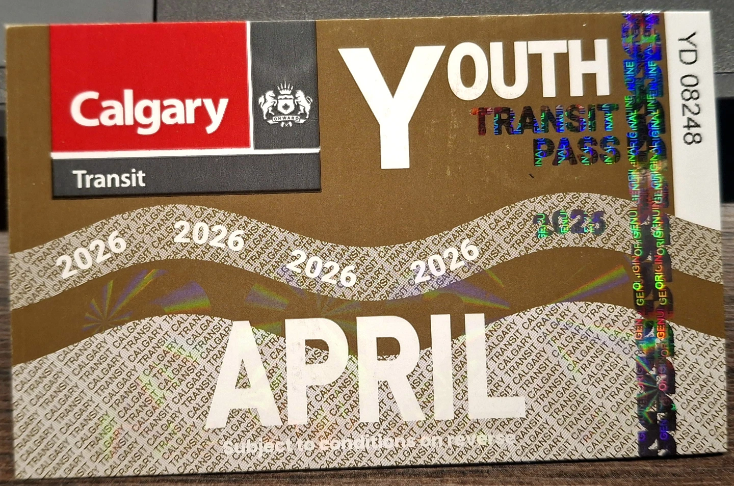 Calgary Transit Youth Transit Pass - April 2026