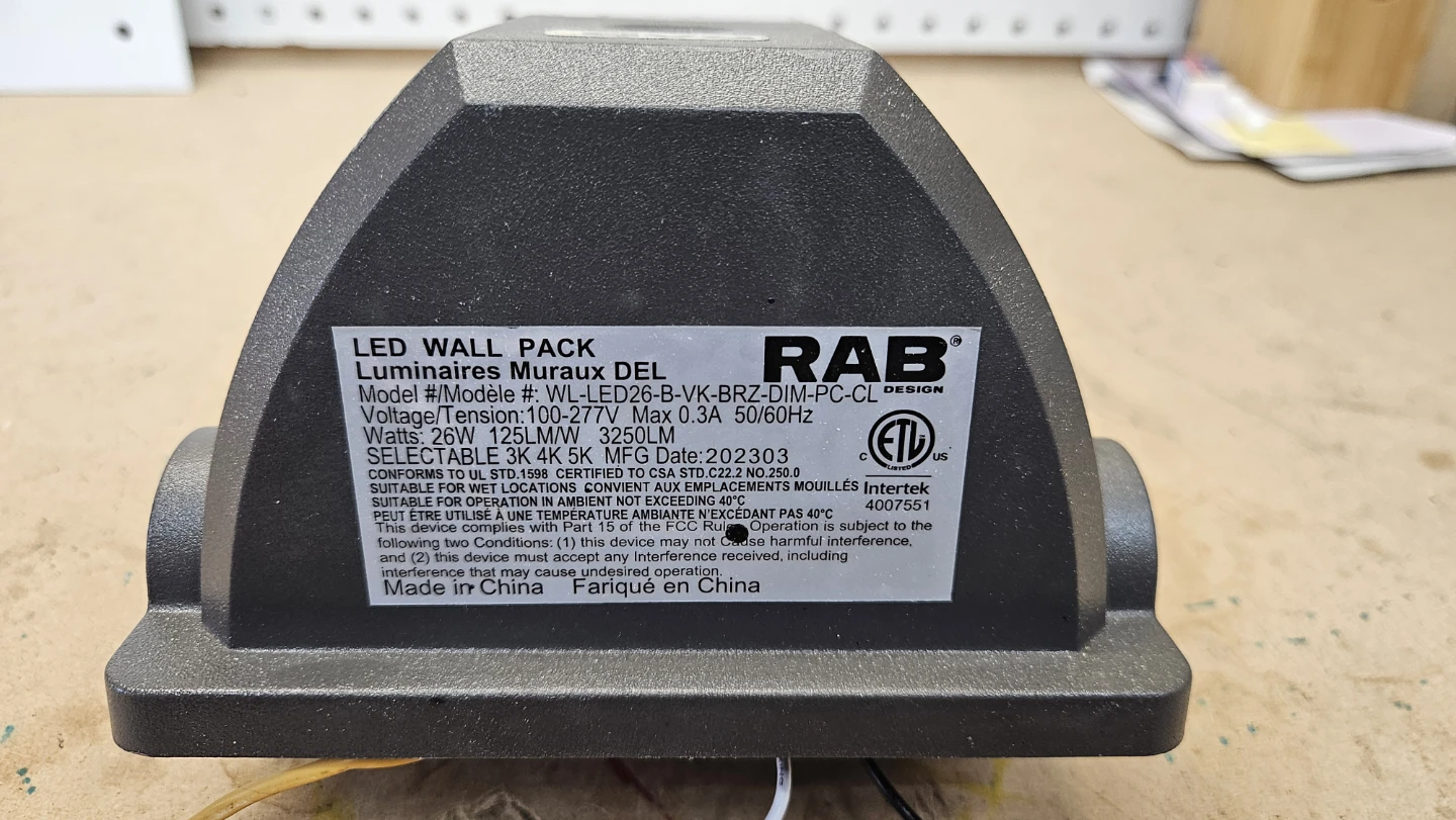 RAB Design LED Wall Pack Light WL-LED26-B-VK-BRZ-DIM-PC-CL - photo 3