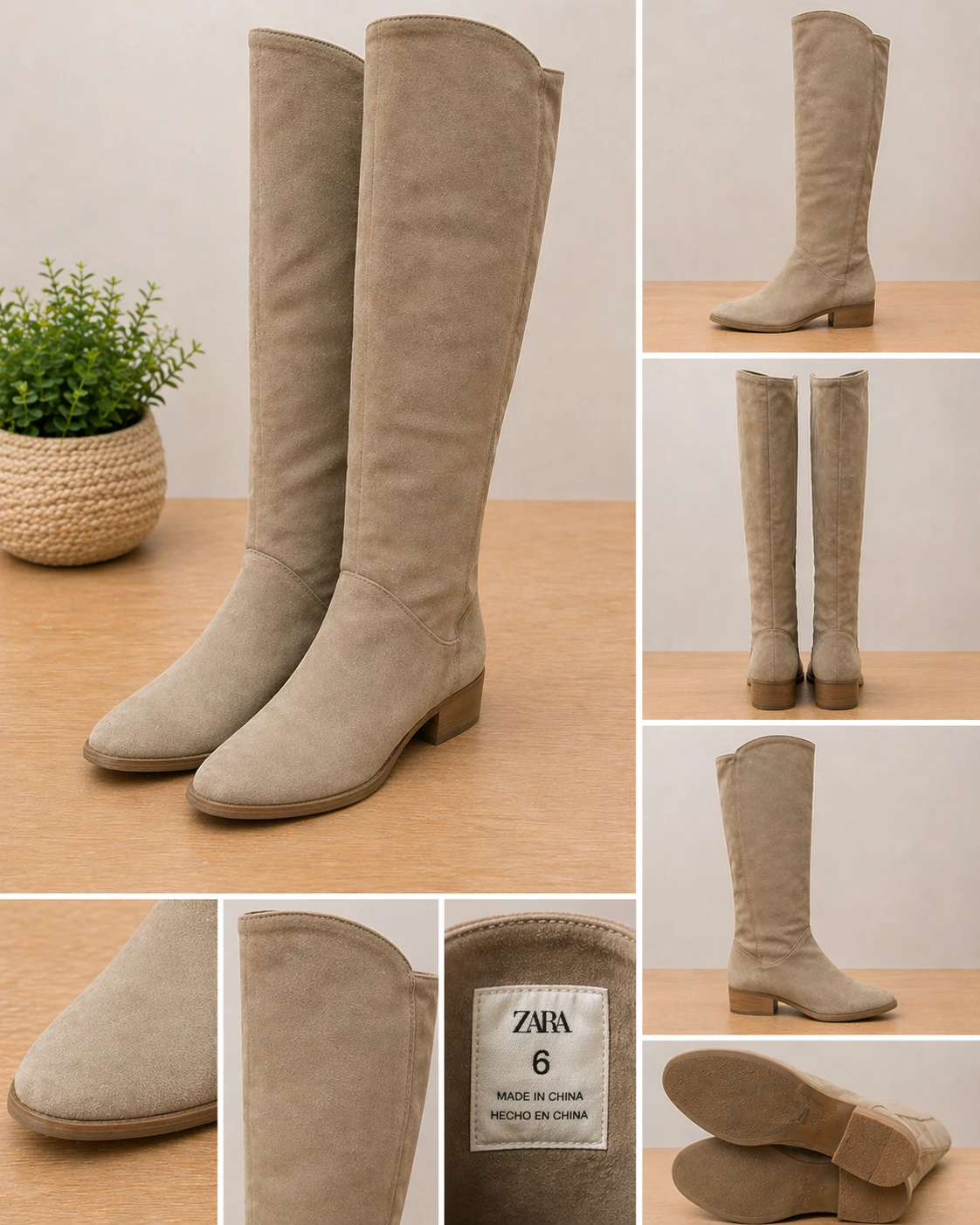 ZARA Tall Suede Boots - Size 6
