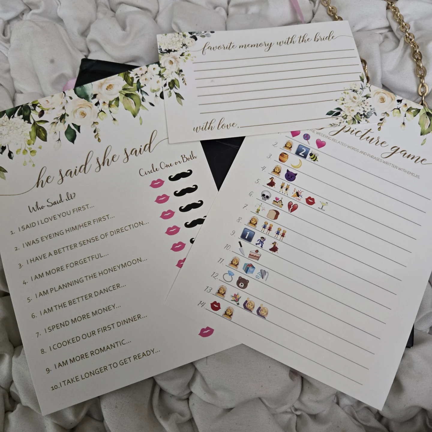 Wedding Shower Game Cards -