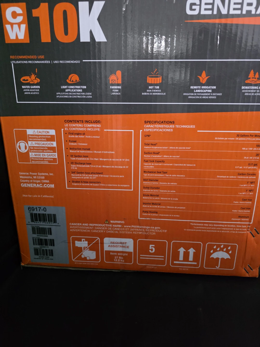 Generac CW 10K 1" Clean Water Pump with Hose Kit - photo 2