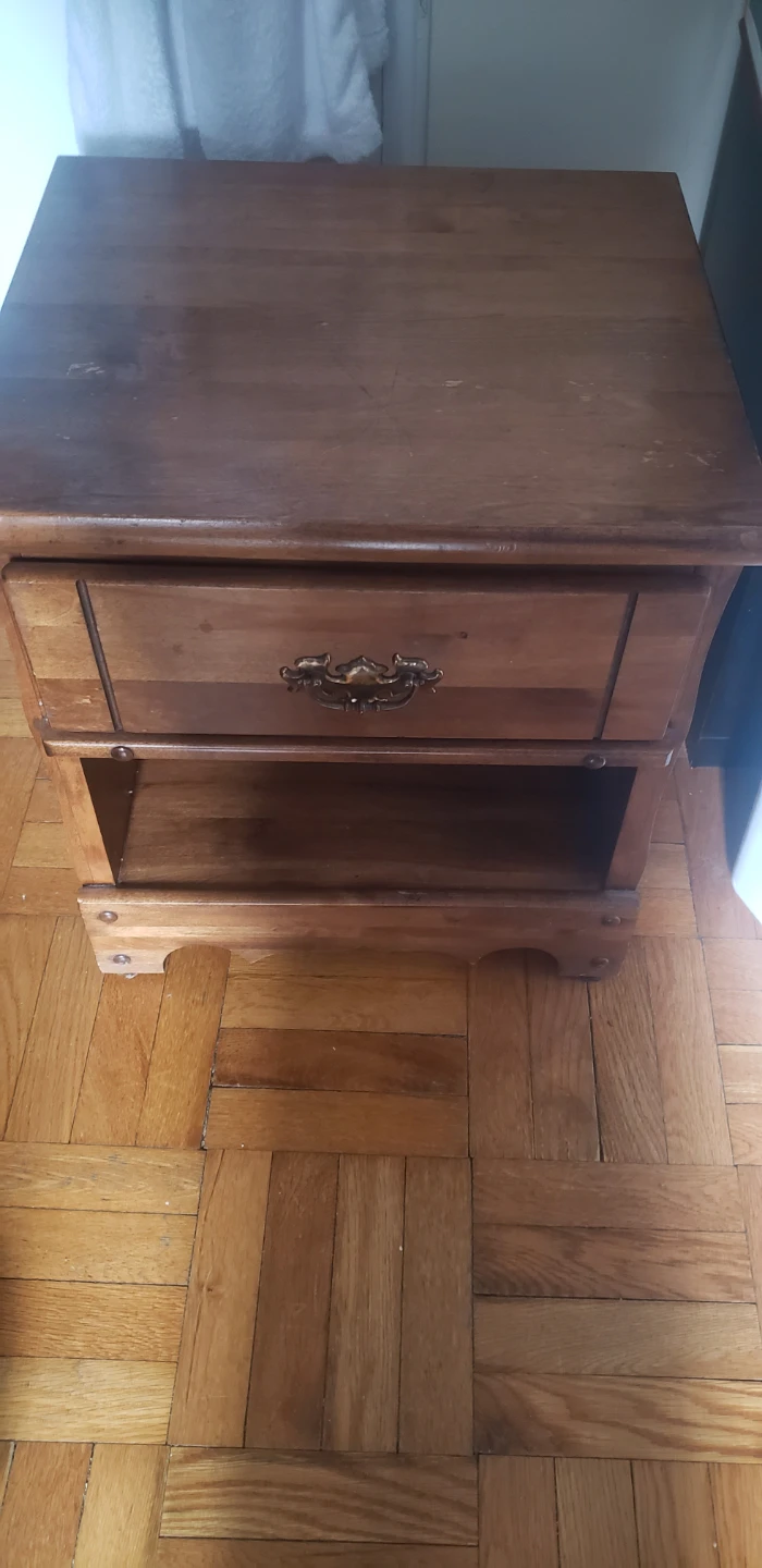 Wooden Nightstand with Drawer and Shelf