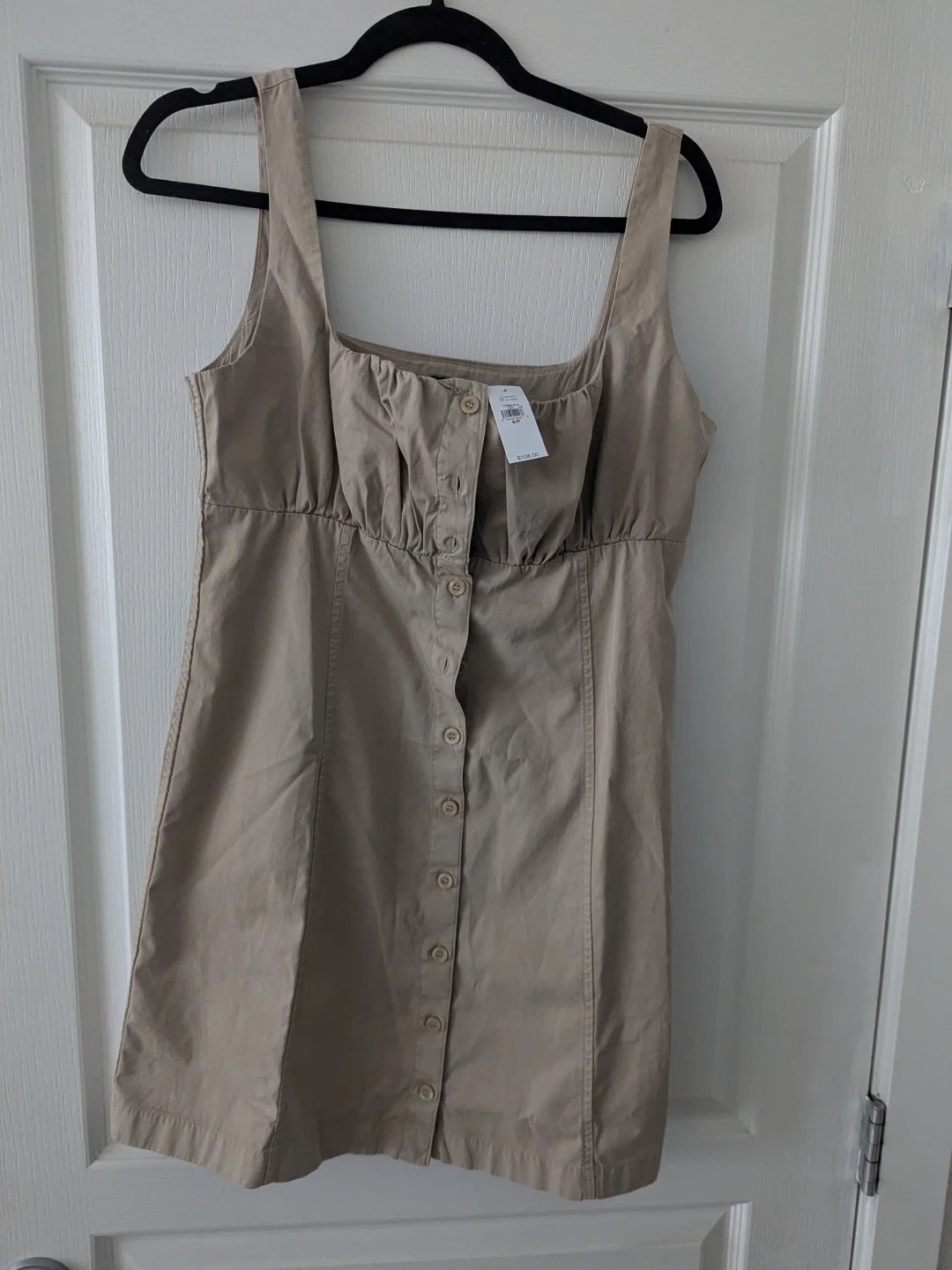 Gap Tan Button-Front Shirred Bodice Dress S/P - photo 2