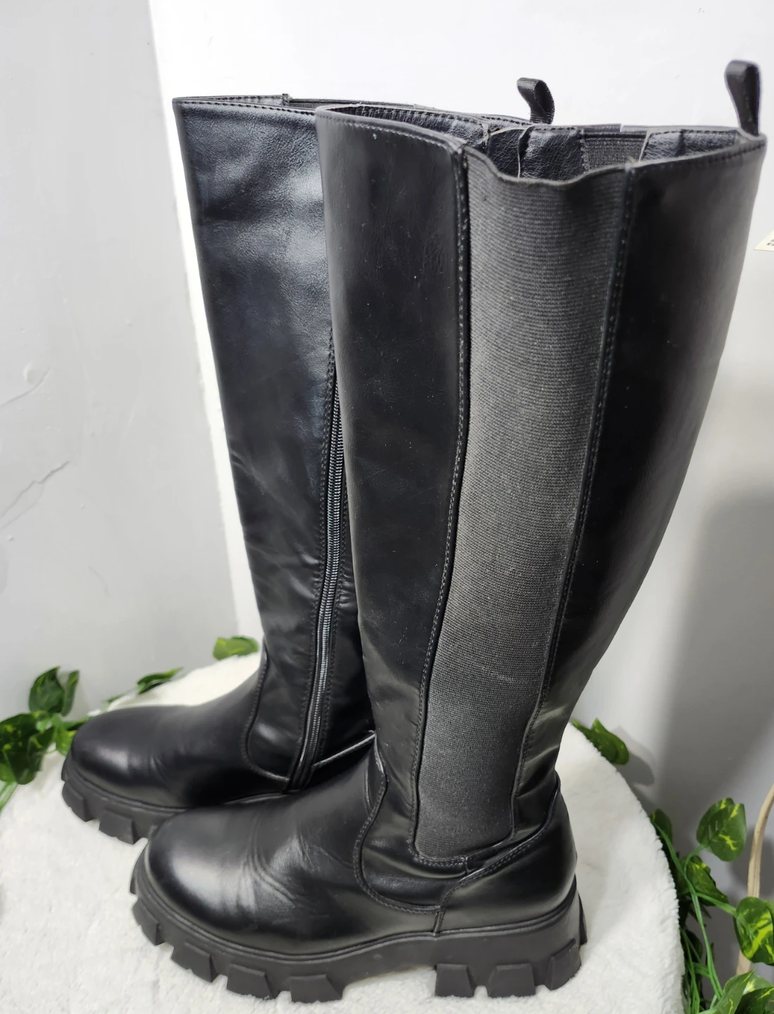 Black Knee-High Chunky Platform Boots - photo 5