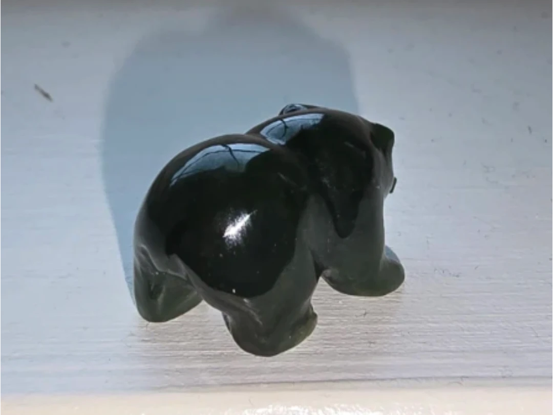 1 inch Carved jade Stone Bear Figurine - photo 2
