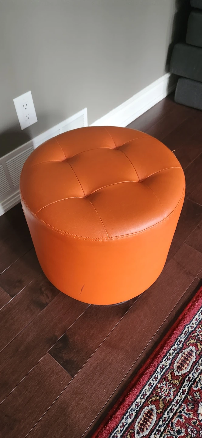 Orange Tufted Round Ottoman Footstool