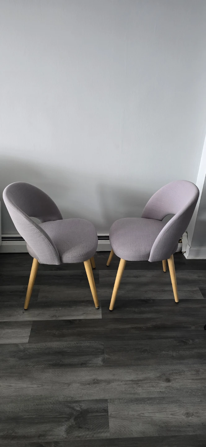 Set of 2 Grey Accent Chairs with Wooden Legs - photo 2