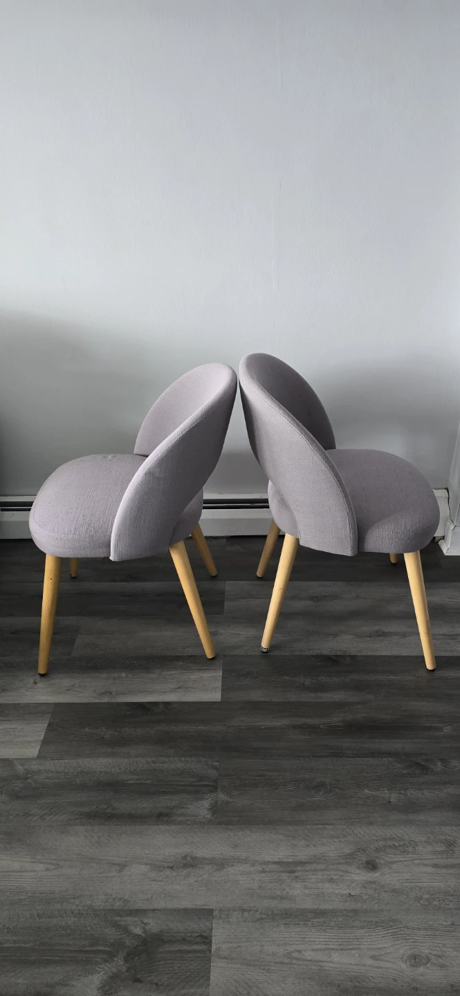 Set of 2 Grey Accent Chairs with Wooden Legs - photo 3