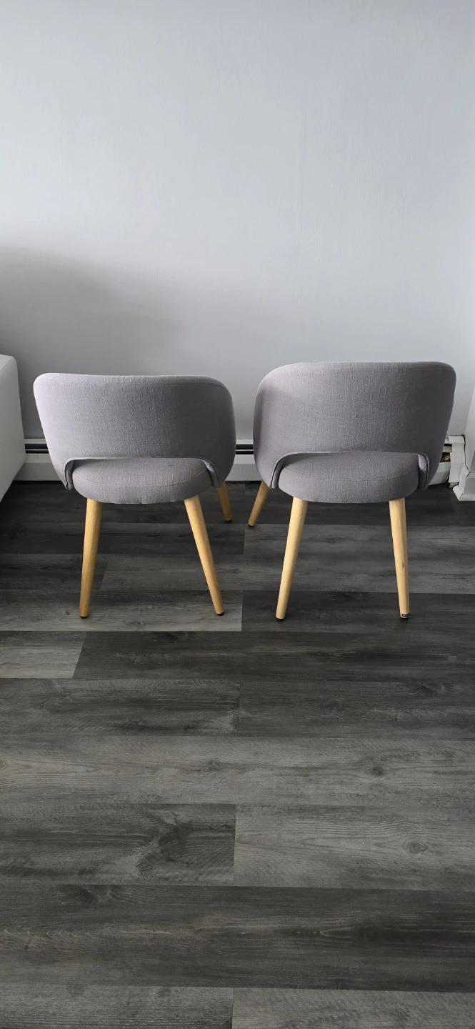 Set of 2 Grey Accent Chairs with Wooden Legs - photo 4