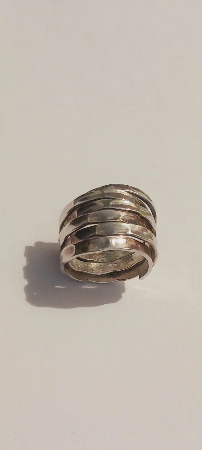 Gorgeous Sterling Silver 925 Mexico Stacked Design Ring.6. - photo 3