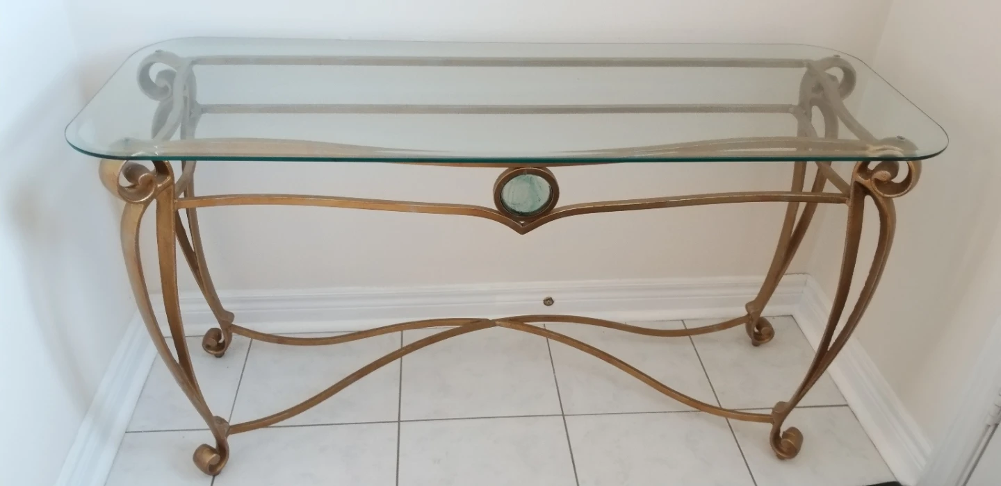 Glass Top Console Table with Metal Base - photo 2