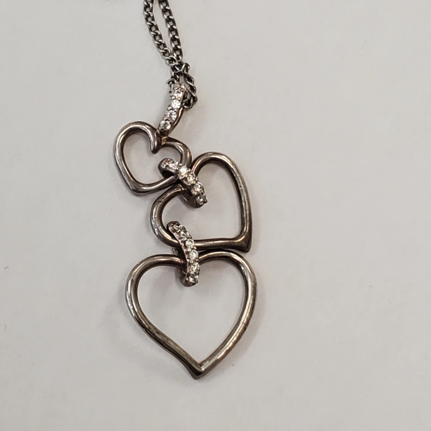 Sterling Silver 925 Triple Heart Necklace - photo 3