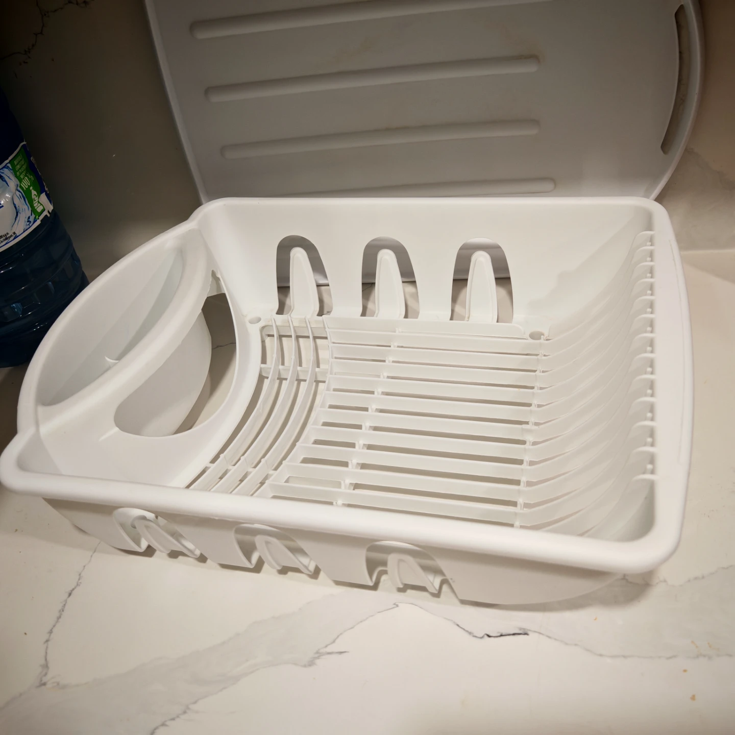 White Plastic Dish Drying Rack with Utensil Holder - photo 2