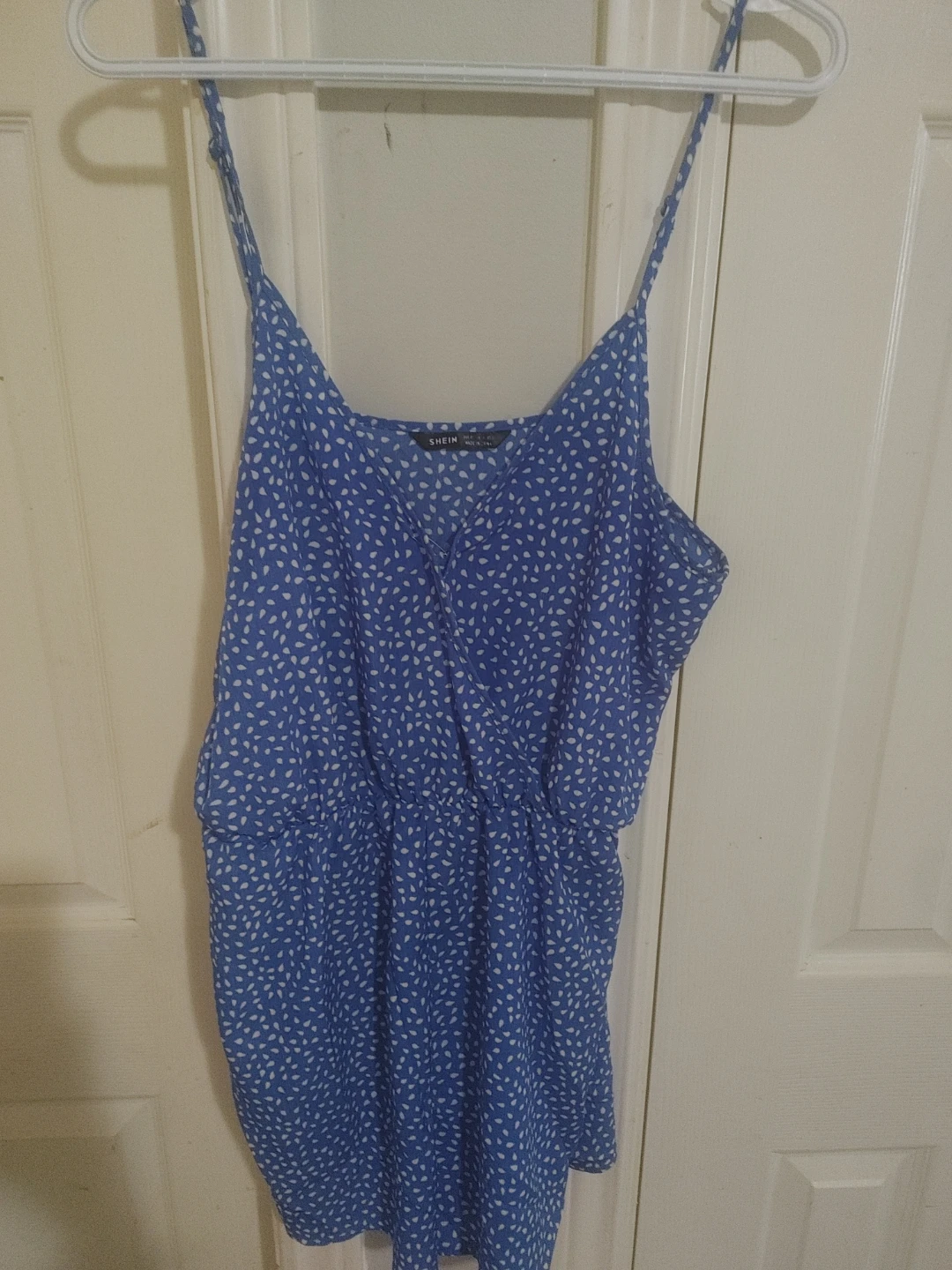SHEIN Blue and White Ditsy Floral Print Camisole Dress