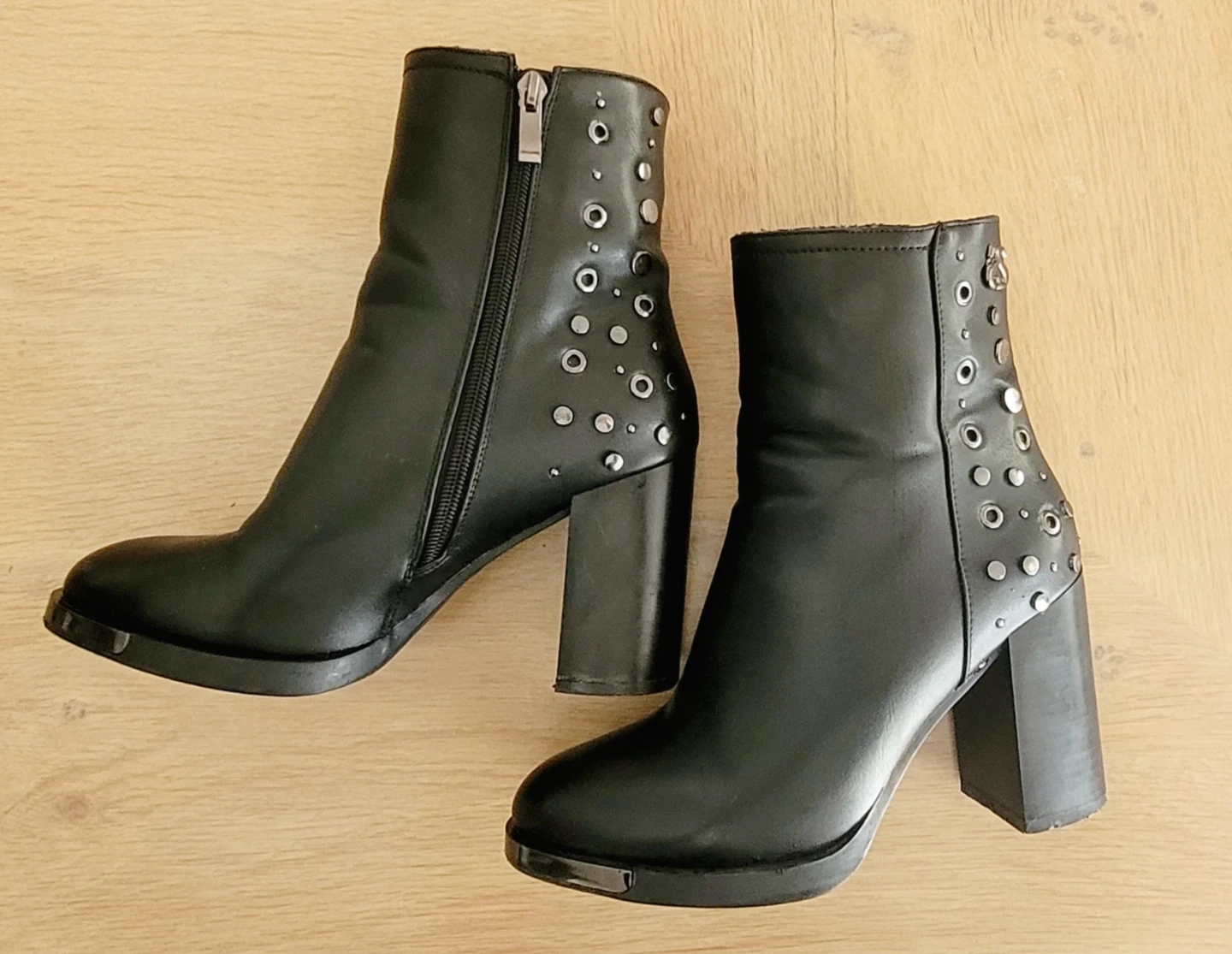 Solo Soprani Black Studded Ankle Boots