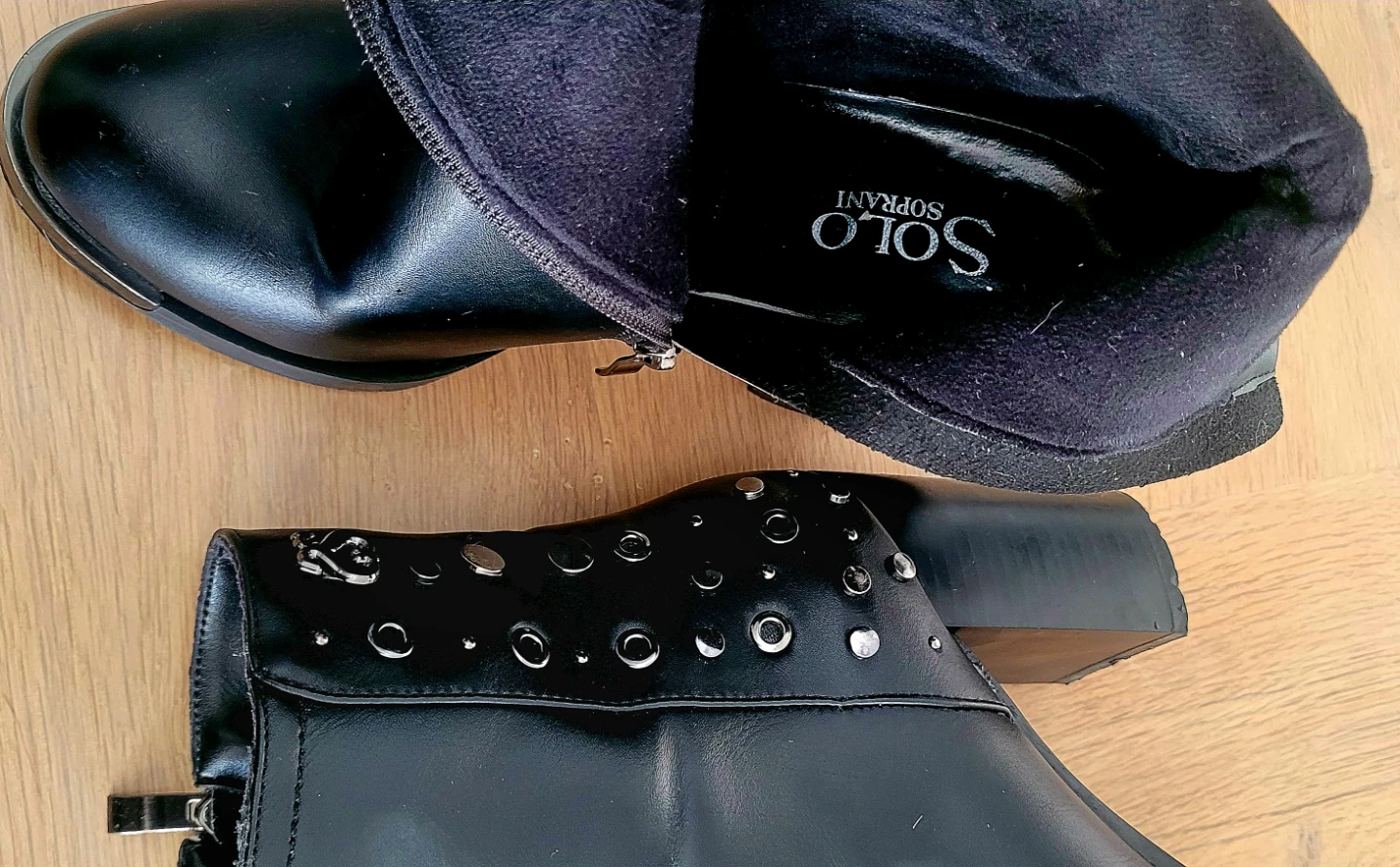 Solo Soprani Black Studded Ankle Boots - photo 3
