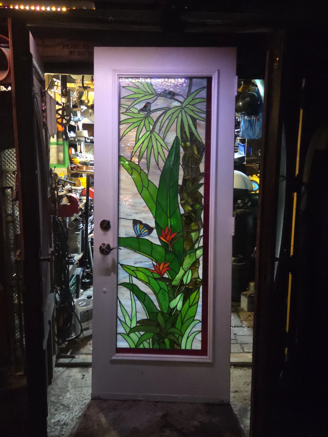 Double door stained glass thermal panes and arch