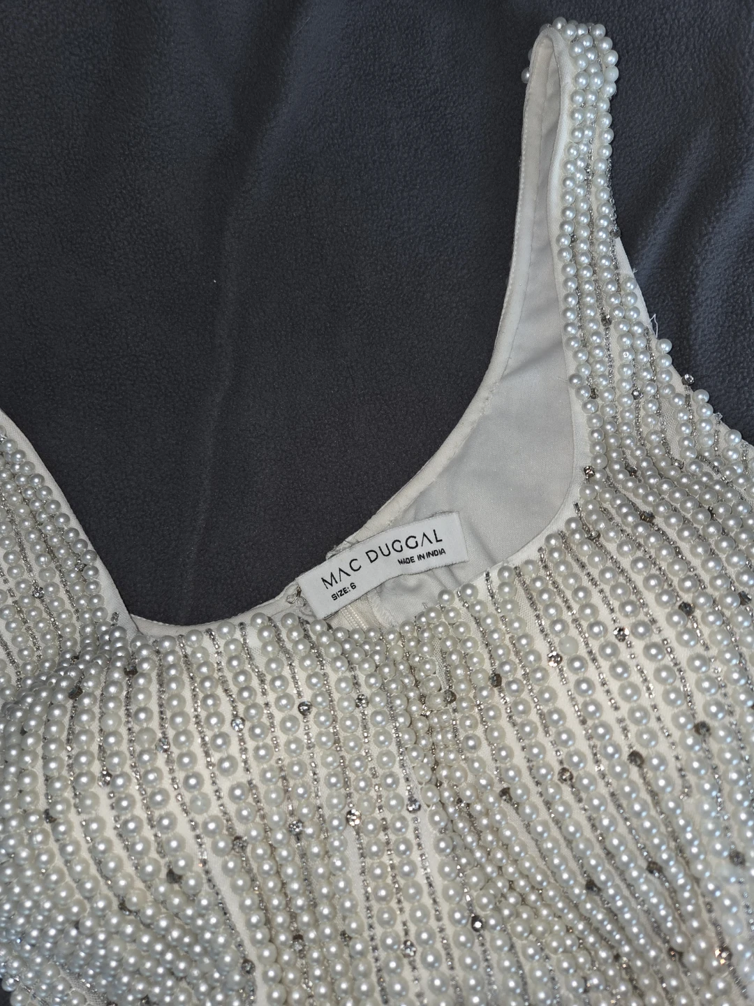 Mac Duggal White Pearl Beaded Square Neck Mini Dress Size 6 - photo 3