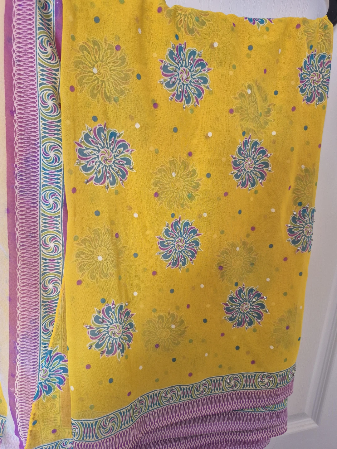 Yellow Saree with Floral Print