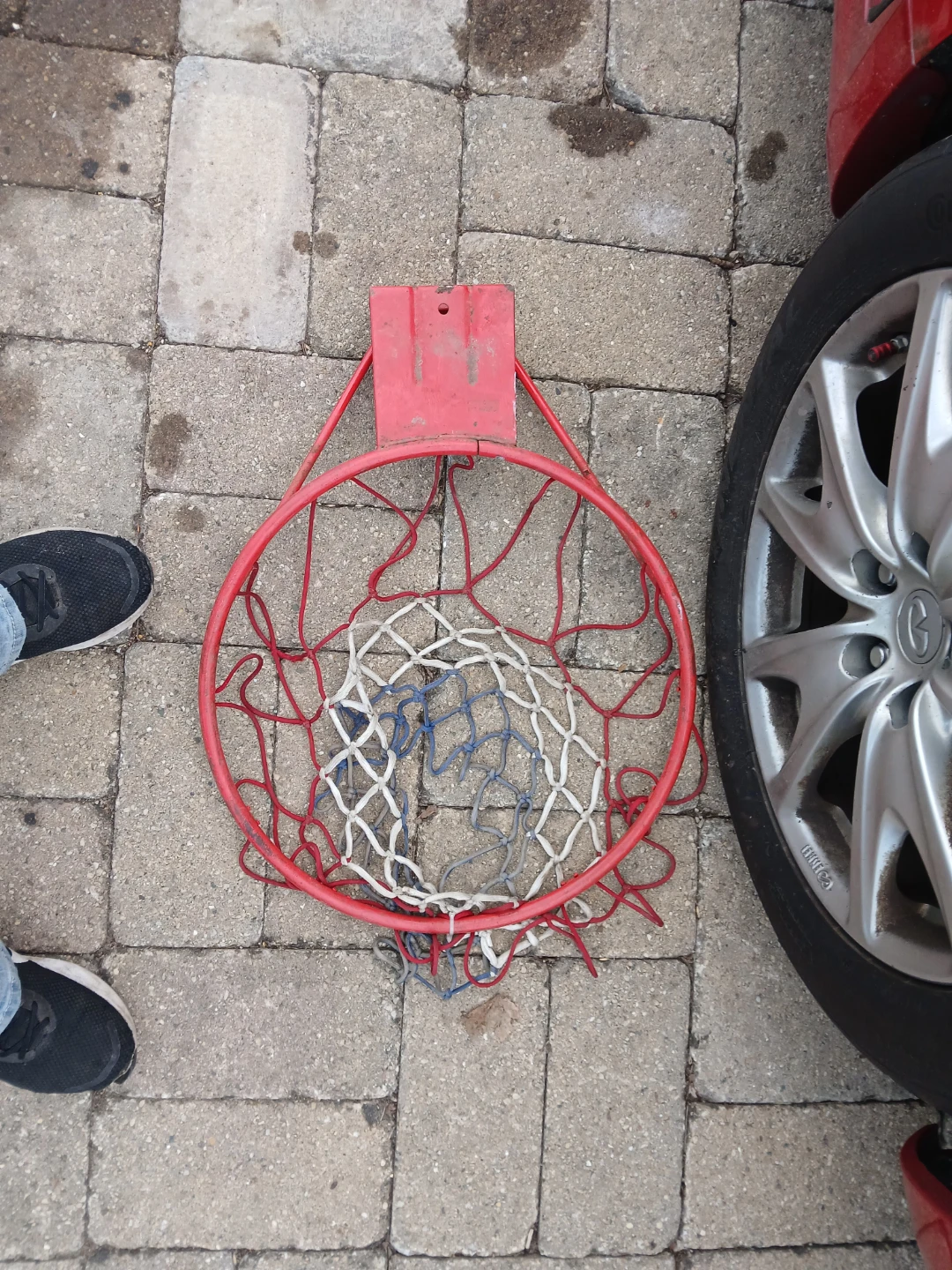 Red Metal Basketball Hoop with Net