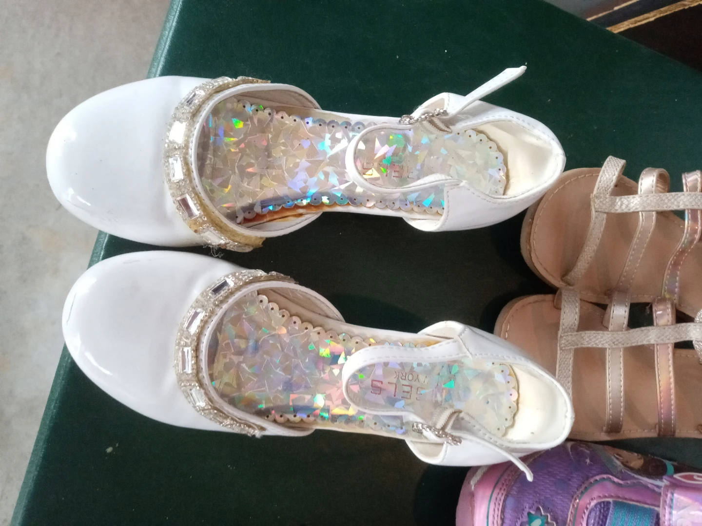 White Dress Shoes with Rhinestone Trim